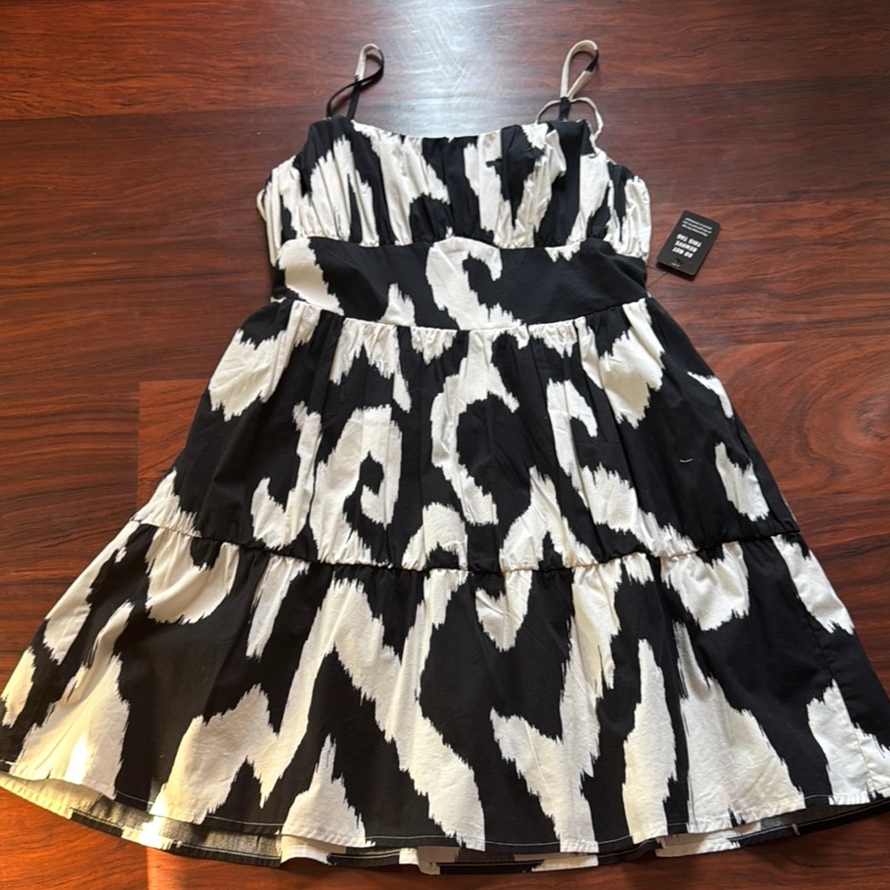 Express Black and White Patterned Dress